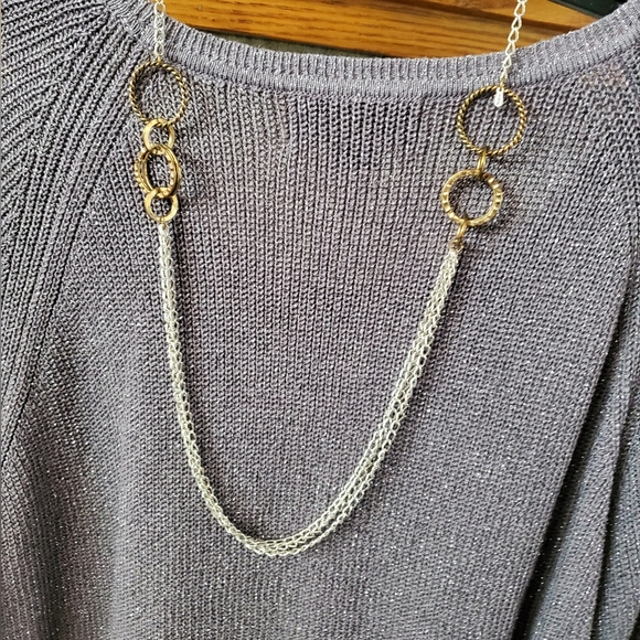 Silver & Gold Circles Multi-Strand Necklace - Picture 1 of 13